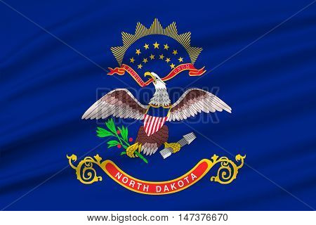 Flag of North Dakota is the state in United States. 3D illustration
