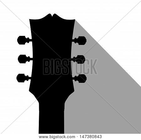 A traditional guitar headstock with dark shadow