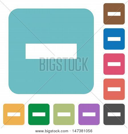 Flat remove icons on rounded square color backgrounds.