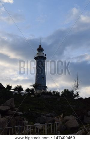 silhouette Dai Lanh lighthouse in Phu Yen vietnam. this is the easternmost of vietnam