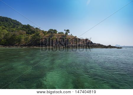 Tropical beach scenery, Andaman sea, View of Zadetkyi island, Myanmar (Burma)