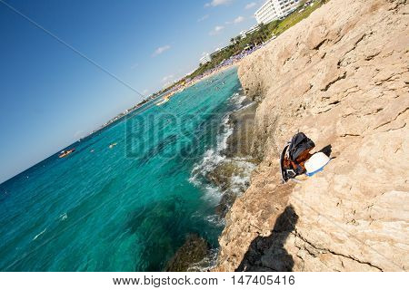 Stone cliff in a beautiful blue sea Cyprus photo for you
