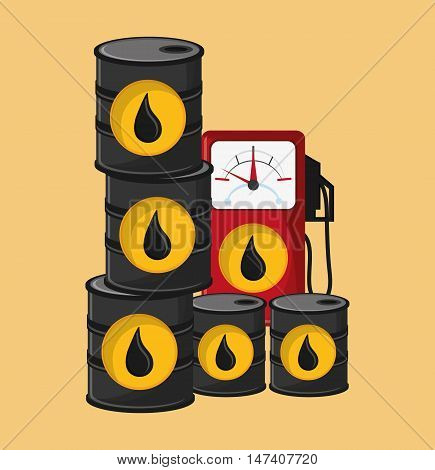 flat design gas pump with petroleum oil related icons image vector illustration