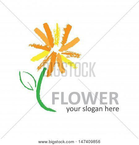 Vector sign yellow flower, isoladet on white