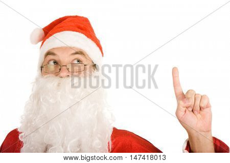 Portrait of thinking santa claus insticting