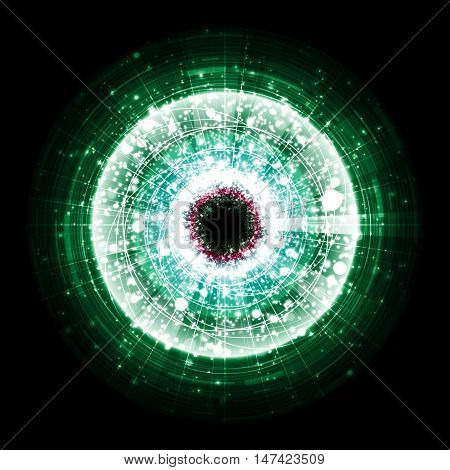 Green technology explosion on black background. Vector Illustration
