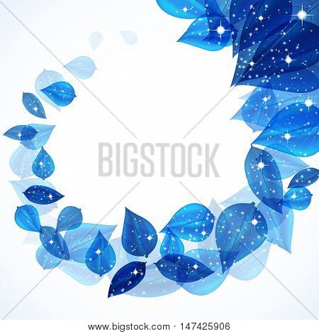 Blue ice whinter leafes wave. Vector Illustration