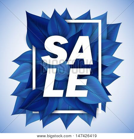 Blue ice whinter leafes sale. Vector Illustration