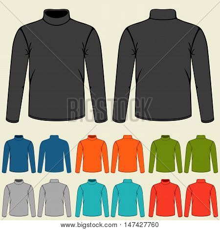 Set of colored turtlenecks templates for men.