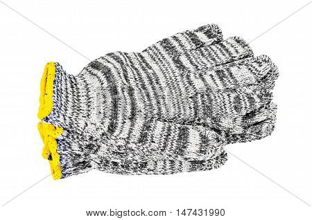 Black and White cotton gloves isolated on white background.