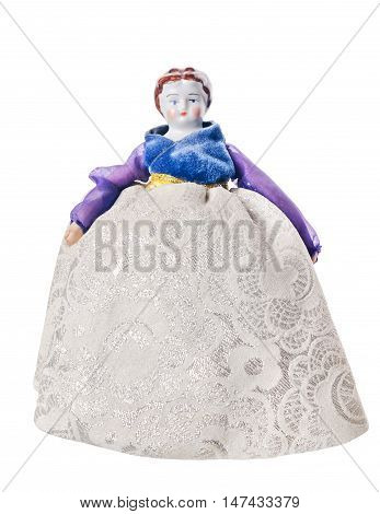 Antique female porcelain figurine Vintage doll in dress