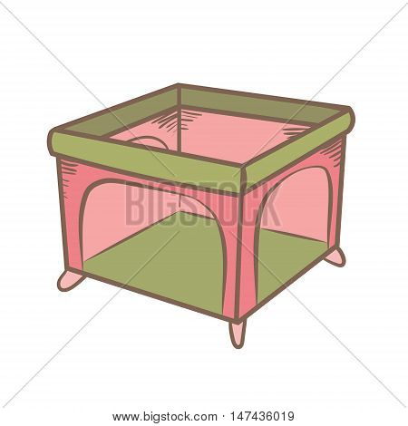 playpen doodle illustration. color handdrawn icon. isolated on white