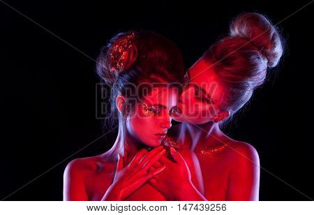 Hot Lesbian Couple In Conceptual Beauty Portrait