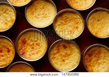Custard Creme Caramel Flan dessert bain marie oven cooked