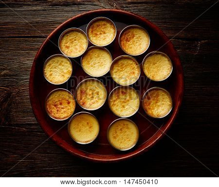 Custard Creme Caramel Flan dessert bain marie oven cooked