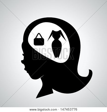 Head. Icon. dress. handbag. Flat illustration. Vector