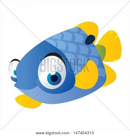 vector cartoon cute sealife mascot. Funny colorful cool illustration of happy Fish