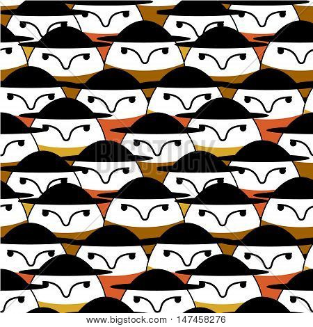 man in a hat. crowd. seamless pattern. Vector.