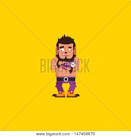 Stock vector illustration a werewolf with a kitten character for halloween, wolfman in a flat style