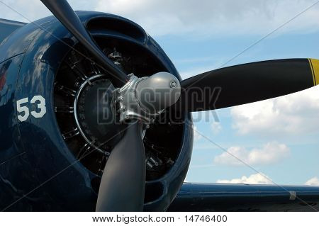 Propeller und Motor der Grumman Avenger Bomber