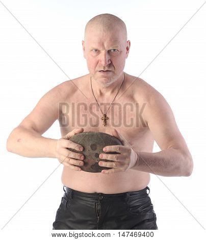 Portrait Of An Adult Man With A Naked Torso