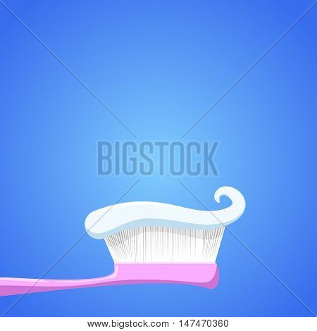 toothbrush with toothpaste on a blue background. Vector illustration