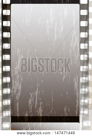 Grunge grey fragmentary film strips. Background for design (vector EPS 10)