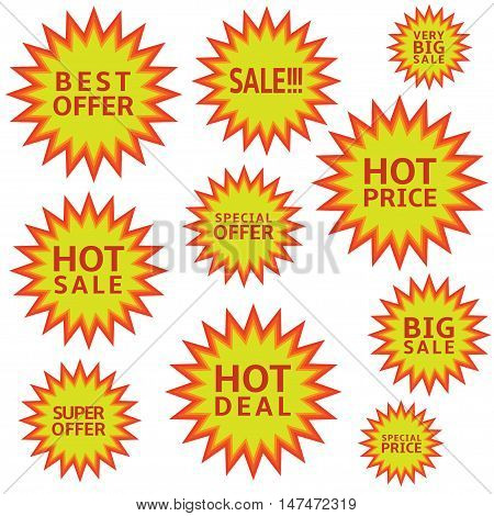 Promotion label set Advertising icons Marketing badge Hot price Hot sale Super offer