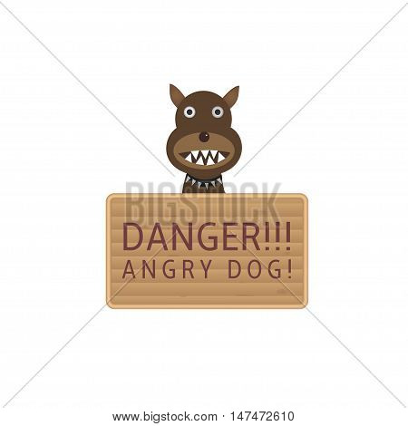 Danger Angry dog plate over white background