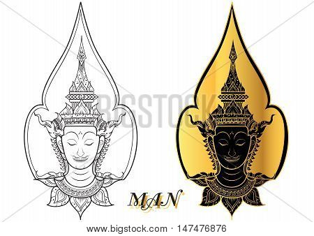 rama thai human face  tradition, head vector
