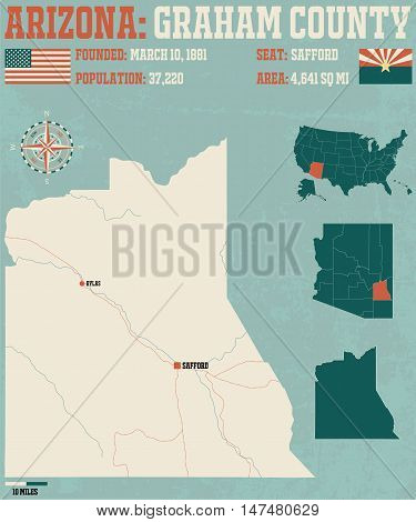 Large and detailed map and infographic of Graham County in Arizona.