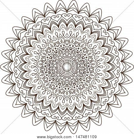 Mandala. Vintage decorative elements. Hand drawn background. Mehndi art design. Ornamental round element