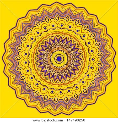 Flourish tiled floral geometric seamless pattern. Abstract oriental background. Wonderland ornament motives of the paintings of arabic mandala. Aribic fabric pattern.