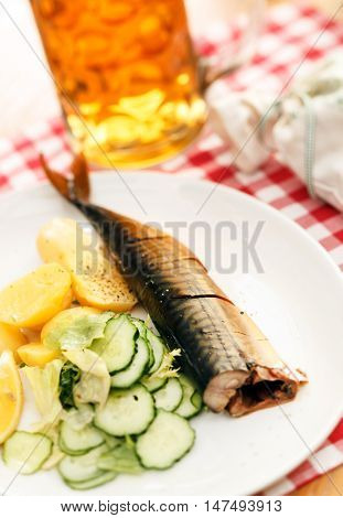 mackerel with potatoes and beer