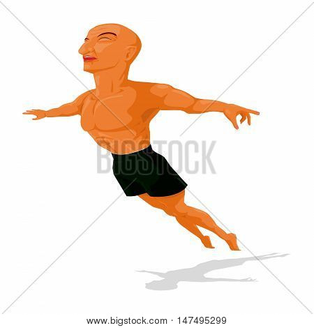 Flying man free from gravity on transparent background