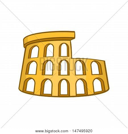 Roman Coliseum icon in cartoon style isolated on white background vector illustration