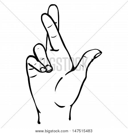 Vector Line Art Fingers Crossed