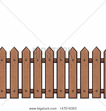 Vector Seamless Cartoon Wooden Brown Fence