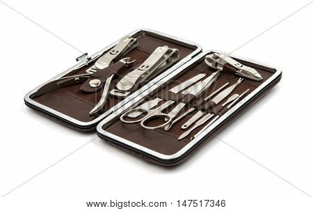 Accessories Tools of a manicure set on a white background