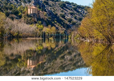Beautiful Landscape With River Duero, St. Saturio Chirch And Reflections In Water