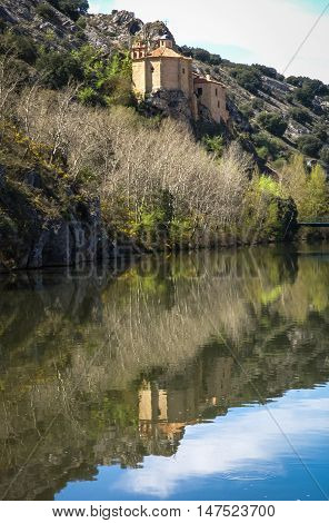 Beautiful Landscape With River Duero, St. Saturio Chirch And Reflections In Water