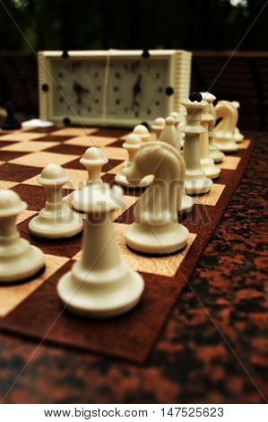 Chess and board for plaing chess in the park
