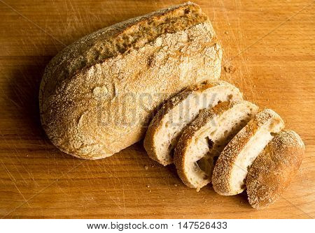 Delicious and warm bread on the desk