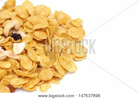 Caramel corn flake isolated on white background