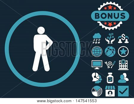 Audacity icon with bonus pictures. Vector illustration style is flat iconic bicolor symbols, blue and white colors, dark blue background.