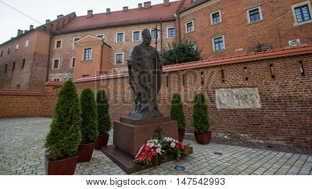 KRAKOW, POLAND - SEP 7, 2016: On-site Wawel Royal Castle, residency built at the behest of King Casimir III the Great, reigned 1333-1370. The most historically and culturally important site in Poland.