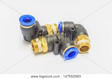 Hose fittings for pipes. on a white background