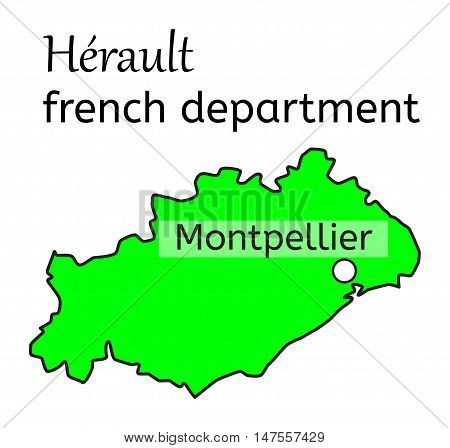 Herault french department map on white in vector