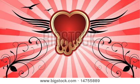 Valentine sydän sunburst tausta