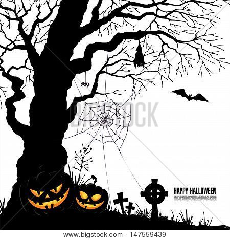 Happy Halloween. Halloween party. Vector illustration. Banner
